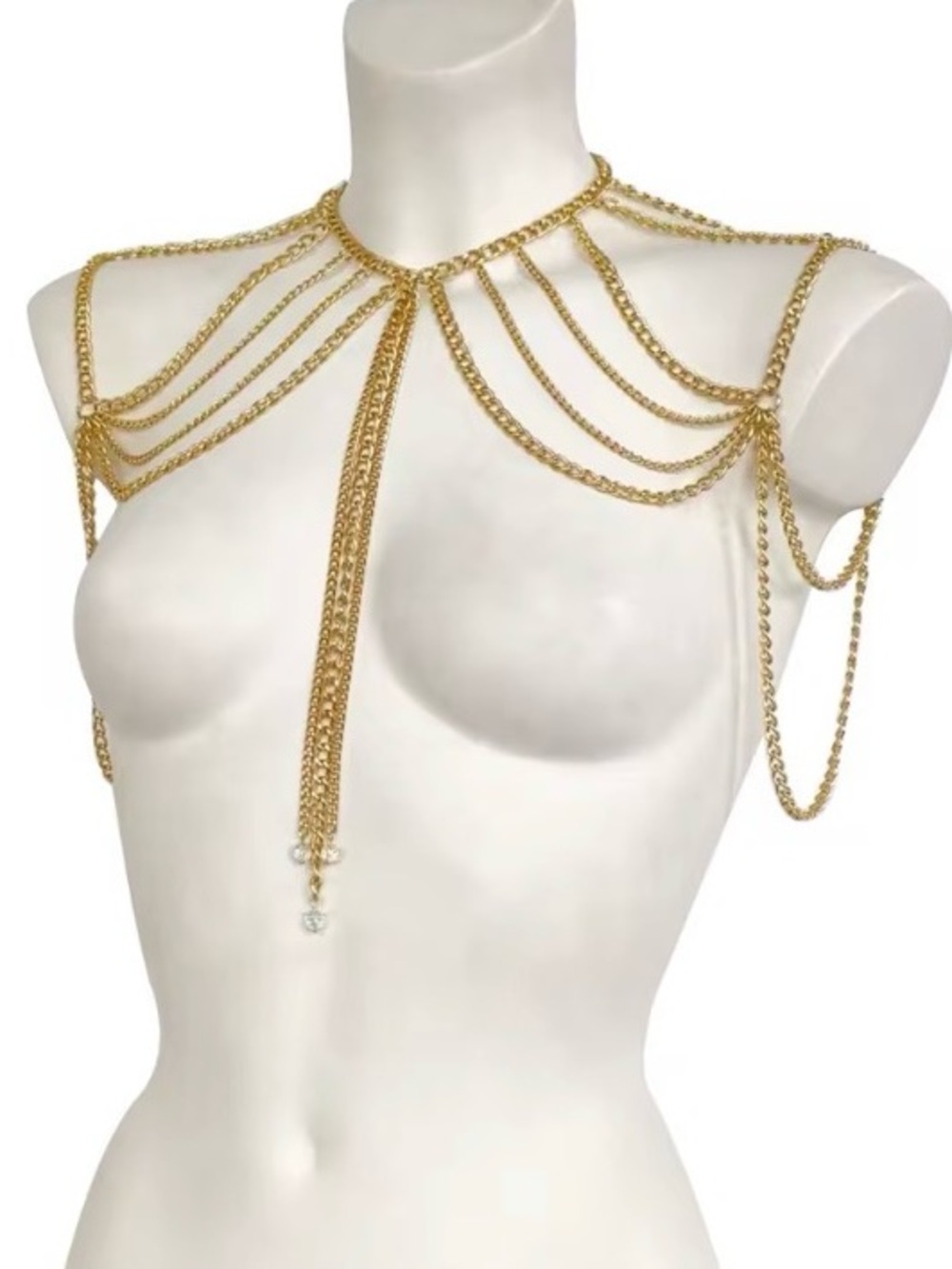 Gold Multi-Chain Shoulder Necklace - Picture 6 of 7